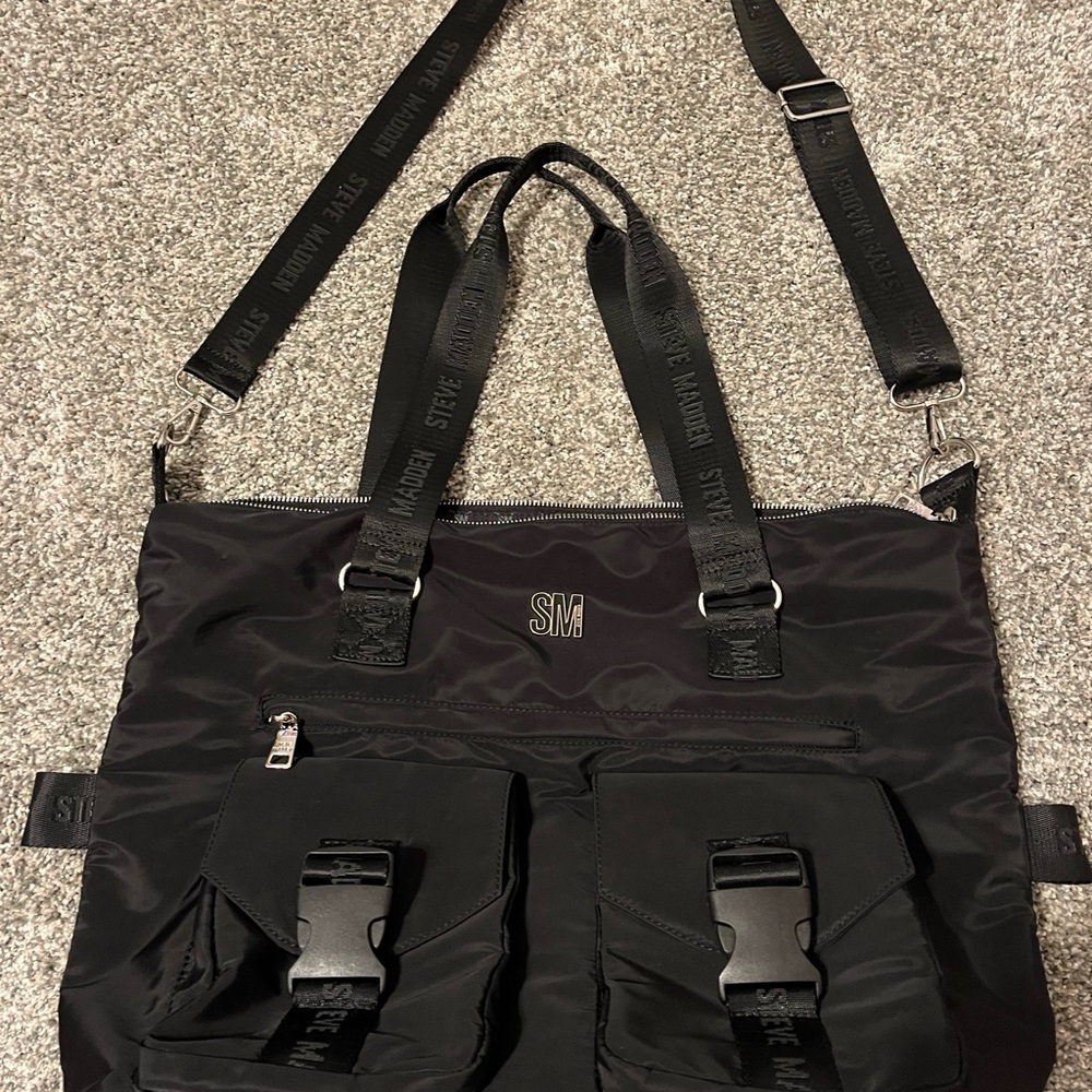 Steve Madden Black Nylon Messenger Bag